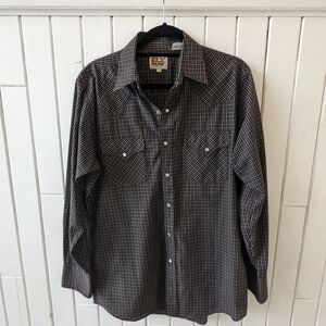 Men's Ely Cattleman Western Shirt Medium Black Check